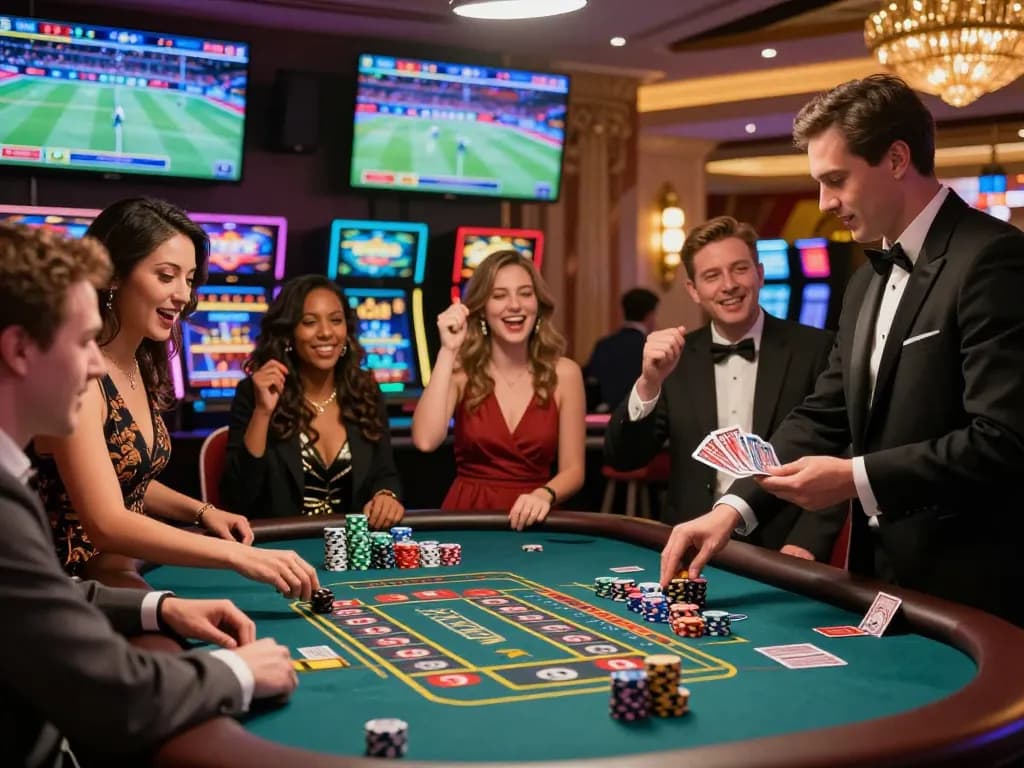 Celebrating a win at the vibrant casino scene of https://okwin68.net/, where excitement meets luxury.