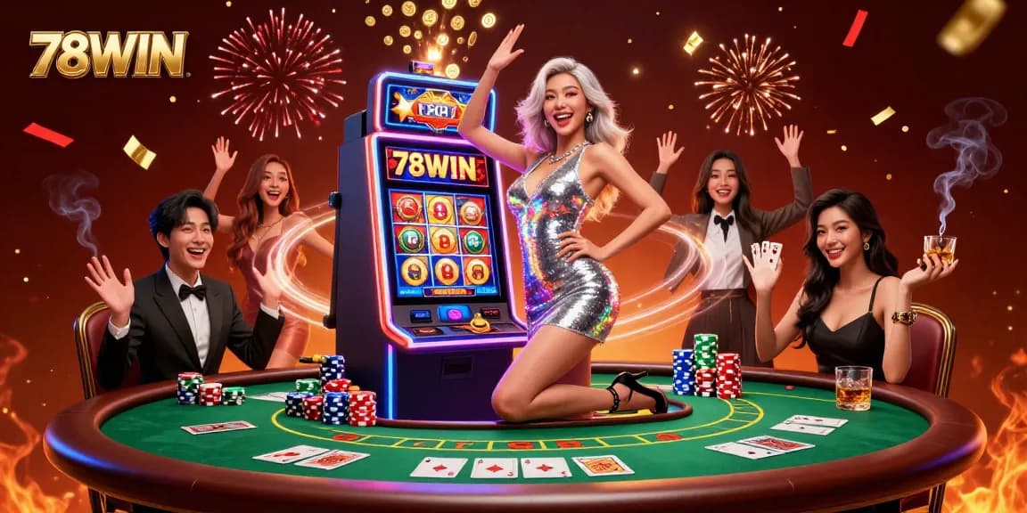 Experience thrilling gameplay at 78WIN, where big wins erupt from the slot machine!