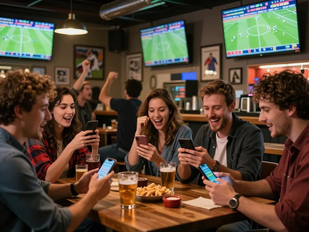Experience the excitement of bongdalu sports betting in a lively bar filled with fans cheering