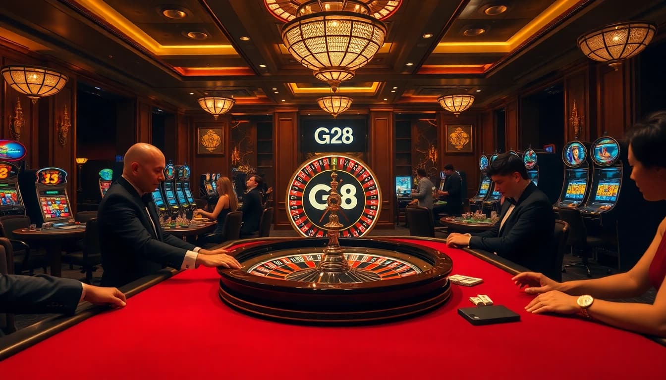 Experience the thrill of gaming at G28 with professional dealers and luxurious casino tables.