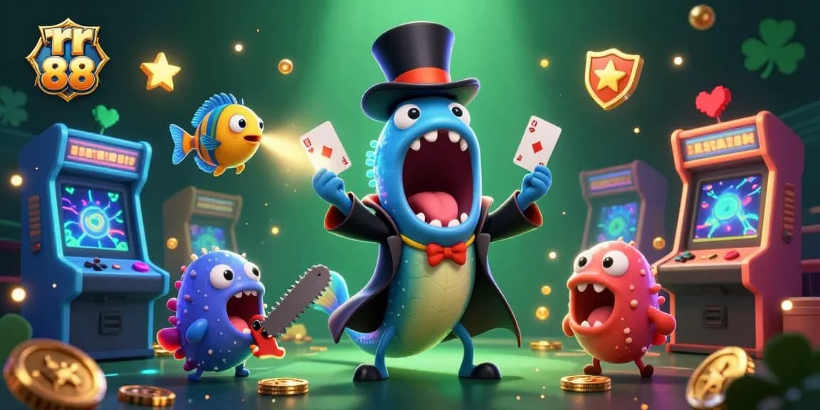 Experience thrilling entertainment with rr 88's vibrant 3D casino illustration showcasing unique gaming elements.