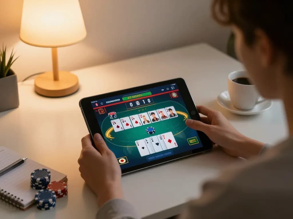Player engaging in an online poker game on XX88 platform, showcasing strategy and excitement.