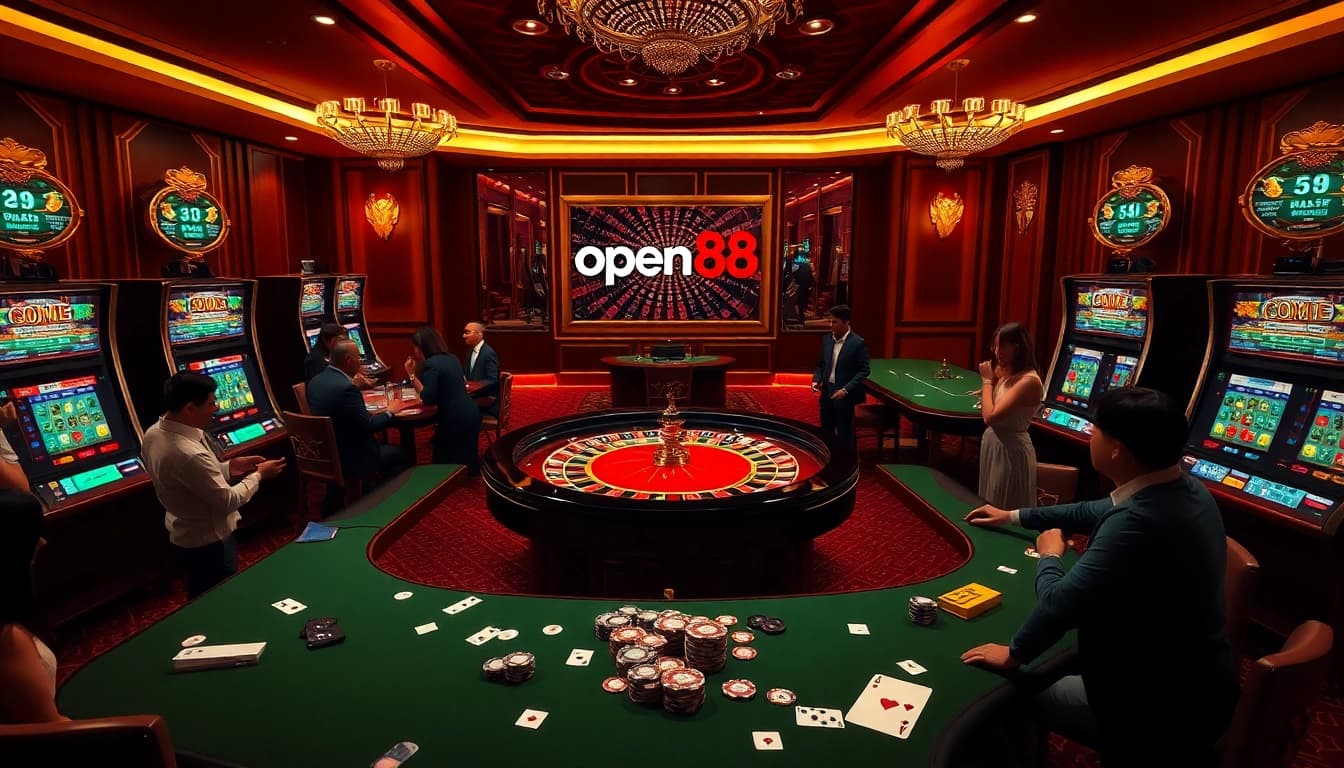 Experience the thrill of gambling at open88 casino with vibrant action at a roulette table.