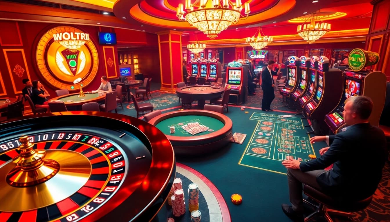 Experience the excitement of uu88 vom with vibrant casino games surrounded by enthusiastic players.