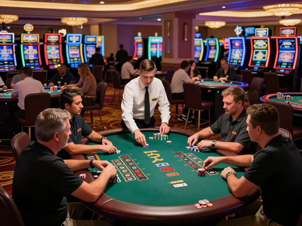 Players strategy at blackjack tables in an elegant casino setting at 99ok.