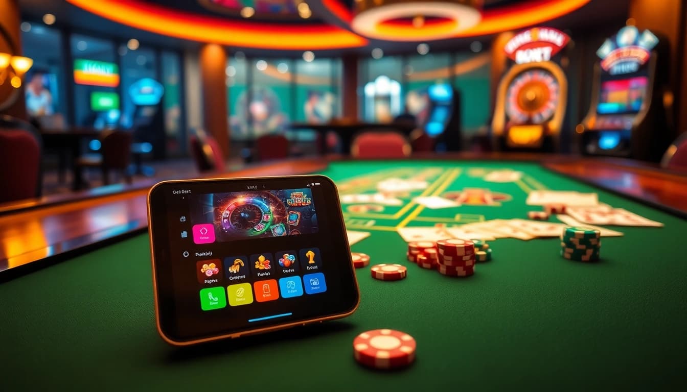 Thrilling game action on the THABET app, showcasing betting chips and cards.