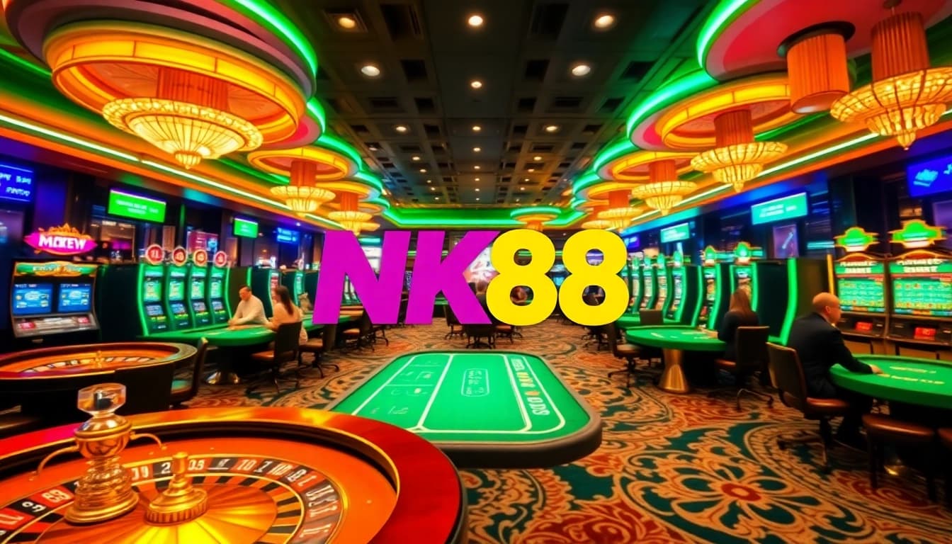 Players enjoying games at NK88 online casino with vibrant atmosphere and thrilling action.