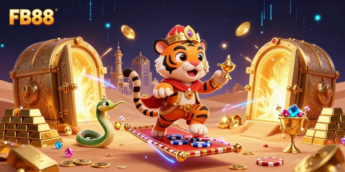Experience thrilling gameplay at FB88, featuring a vibrant casino scene with treasures and excitement.