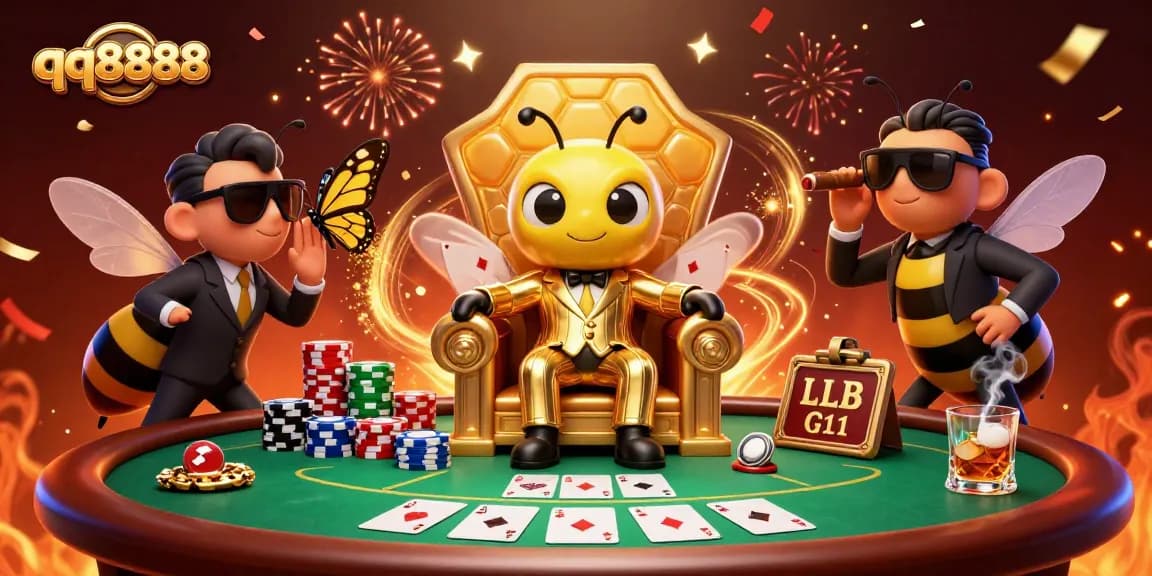 Experience thrilling gameplay with qq8888, where a cartoon mob boss oversees a dynamic poker game with lavish prizes.
