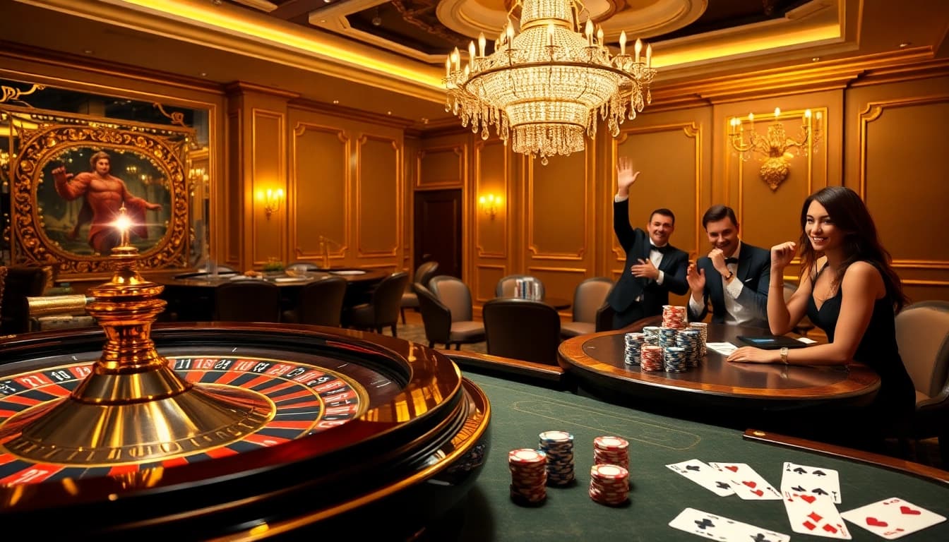 Dynamic casino scene with roulette, poker cards, and chips highlighting 789bet betting excitement.