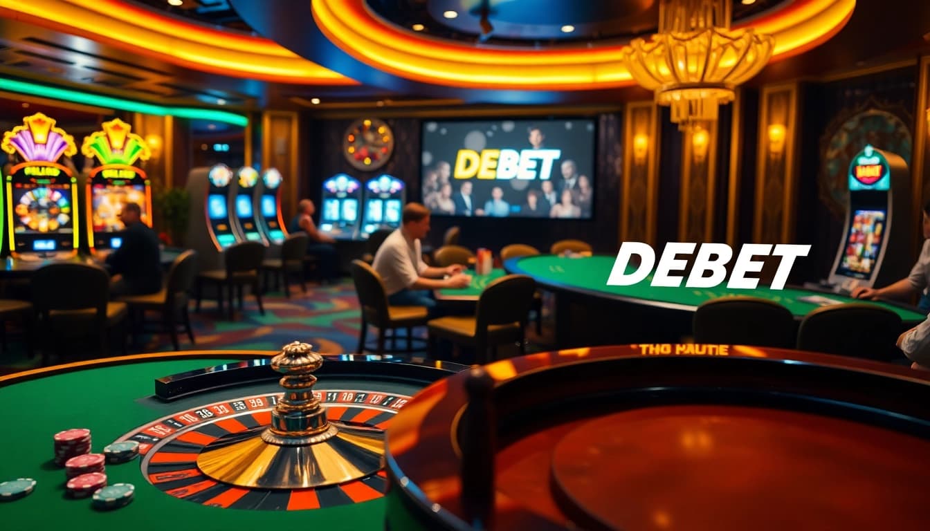 The immersive experience of Trang Chủ DEBET featuring a roulette table with vibrant colors and professional atmosphere.