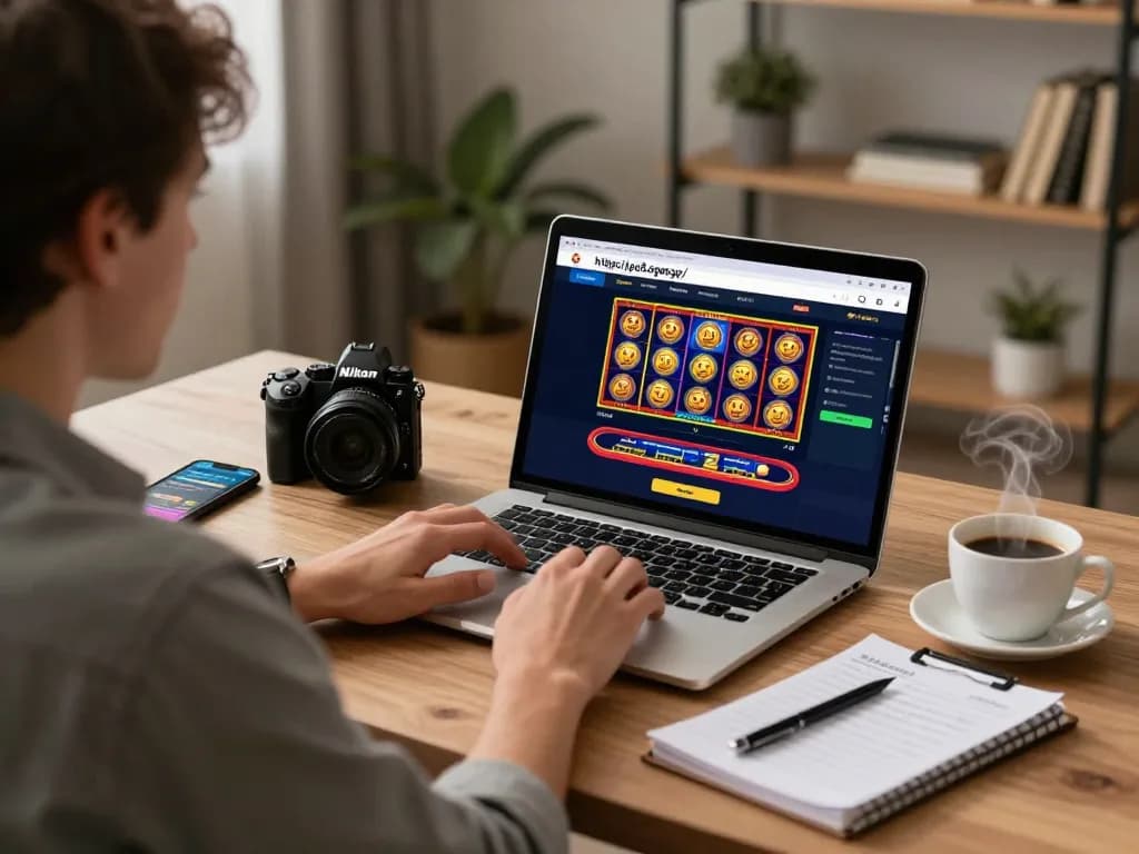 Strategically engaging in online gaming at https://go8.agency/ with vibrant slots and betting apps, showcasing a modern lifestyle.