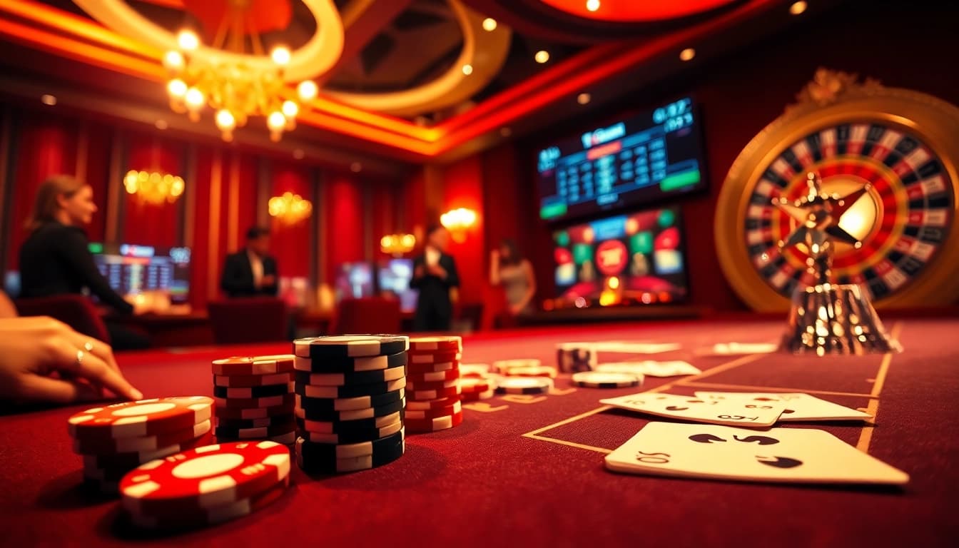 Experience high-stakes gaming at tg88 vom with vibrant casino tables and engaged players.