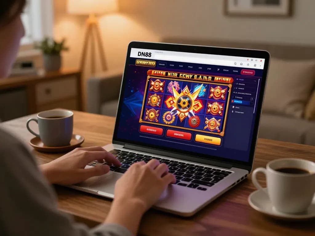 Engaging user exploring slot games on the trang chủ DN88 online casino interface.