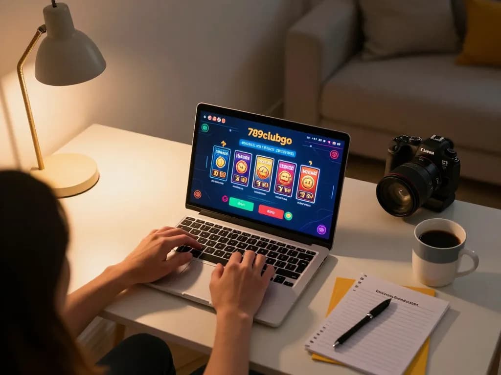 Playing poker on 789clubgo app in a cozy home environment with warm lighting