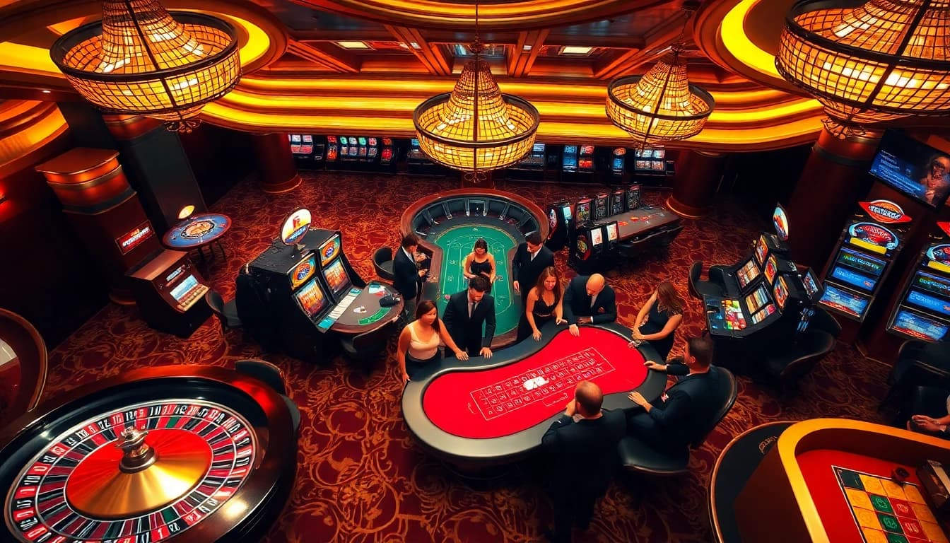 Join the thrilling action at vipwin casino with luxurious gaming tables and vibrant slot machines.