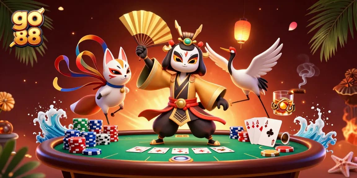 Engage in thrilling go 88 gameplay with our vibrant casino scene featuring rich, dynamic characters.