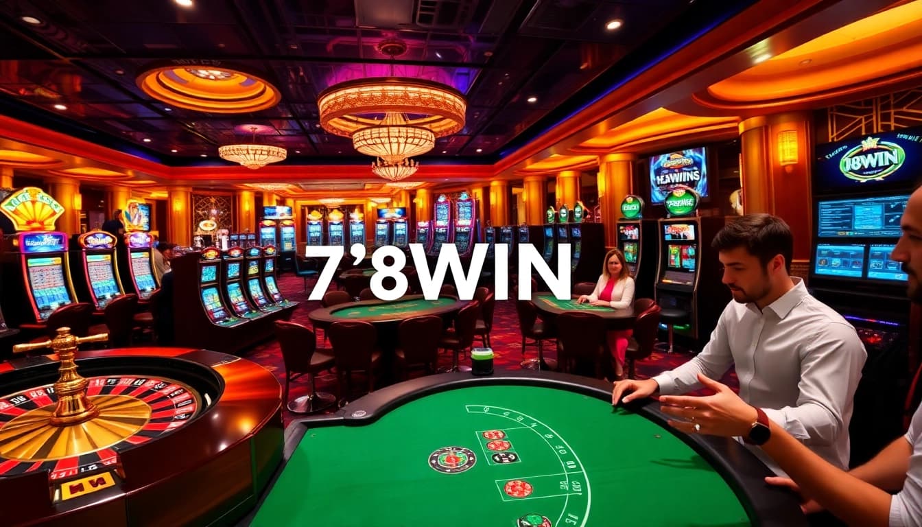Players enjoying casino games at 78WIN with vibrant tables and exciting action.