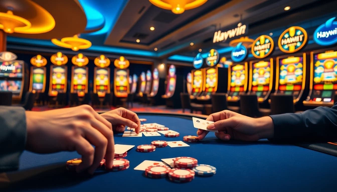 Experience the excitement of Haywin casino with vibrant poker chips and thrilling gameplay.