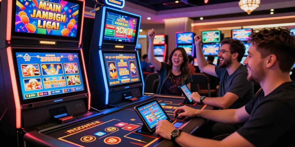 Exciting KO66 online casino gaming scene with players enjoying live dealer games and colorful slot machines.