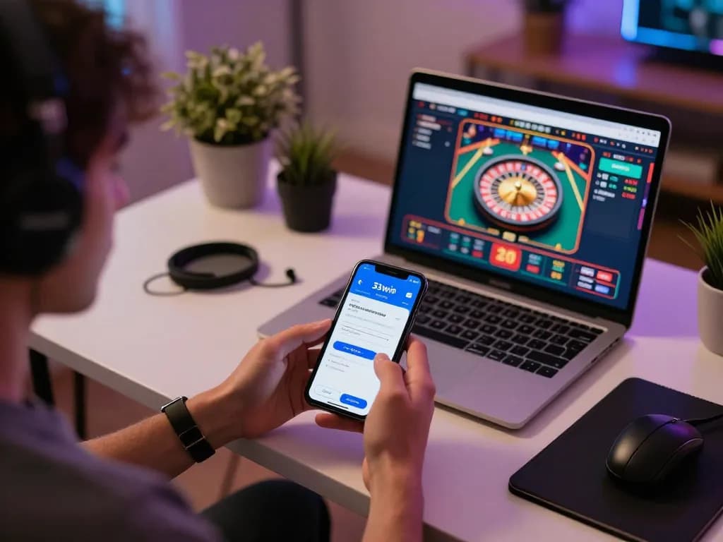 Player engaging with the 33win mobile app during an exciting online gaming session