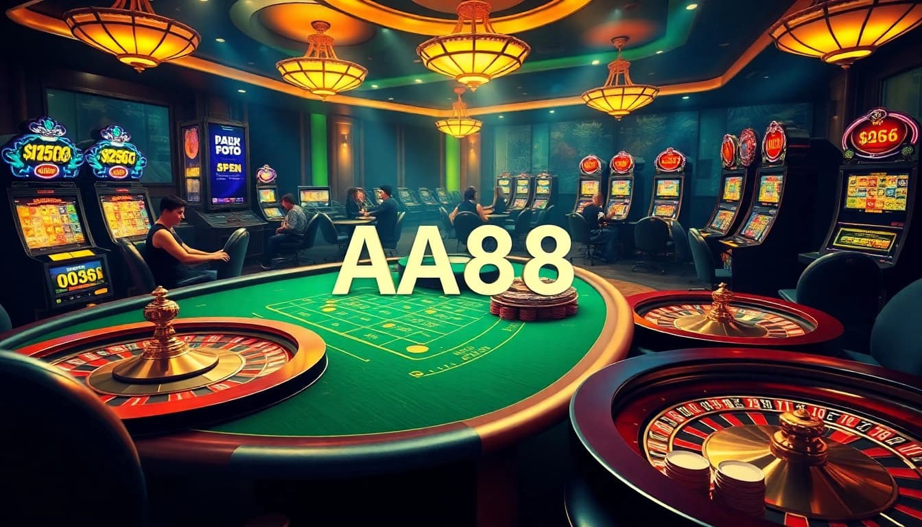 Engaged players at an online casino table, featuring the excitement of AA88 gambling.