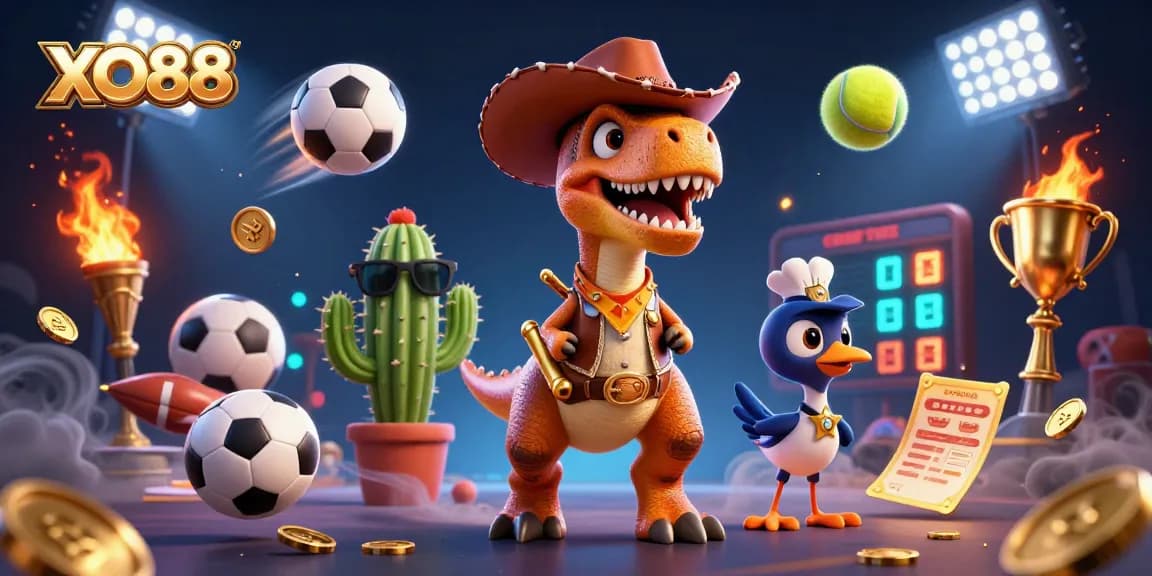 Engage with XO88's thrilling online casino games, featuring cartoon characters in a dynamic betting environment.