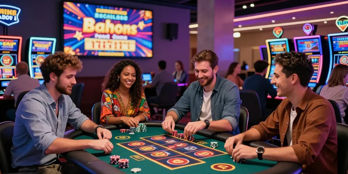 Players at casinos not on Gamstop enjoying games and promotions in a vibrant and lively setting.