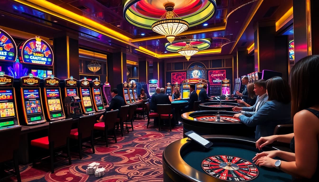 Experience the thrill of ALo789 with vibrant casino visuals featuring exciting games and players.