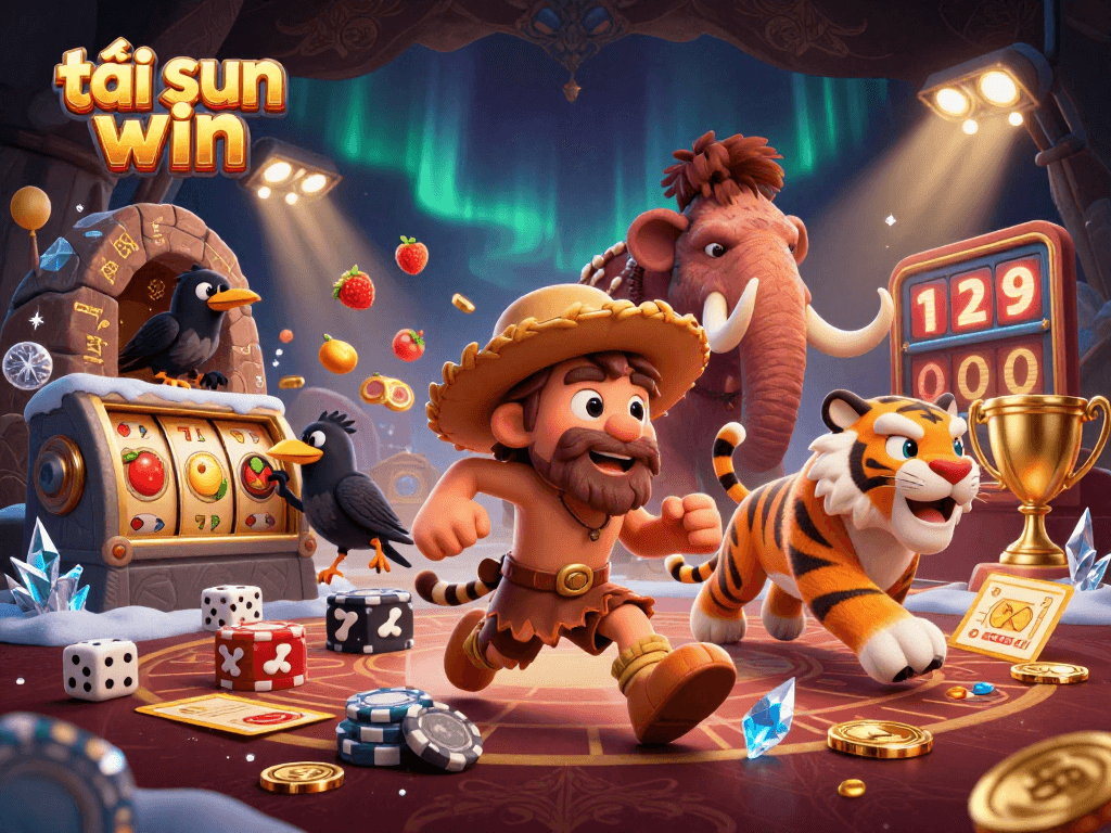 Experience the thrill of tải sun win at a prehistoric casino with dynamic 3D characters and captivating elements.