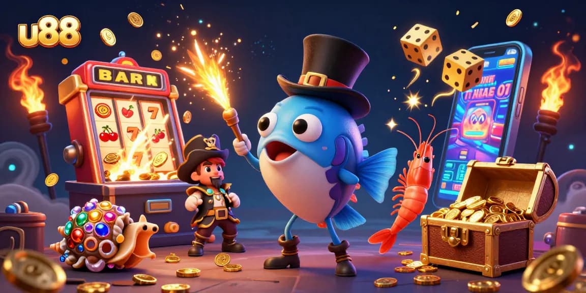 Spin to win at u88 with exciting jackpots and thrilling casino games illustrated in vibrant 3D.