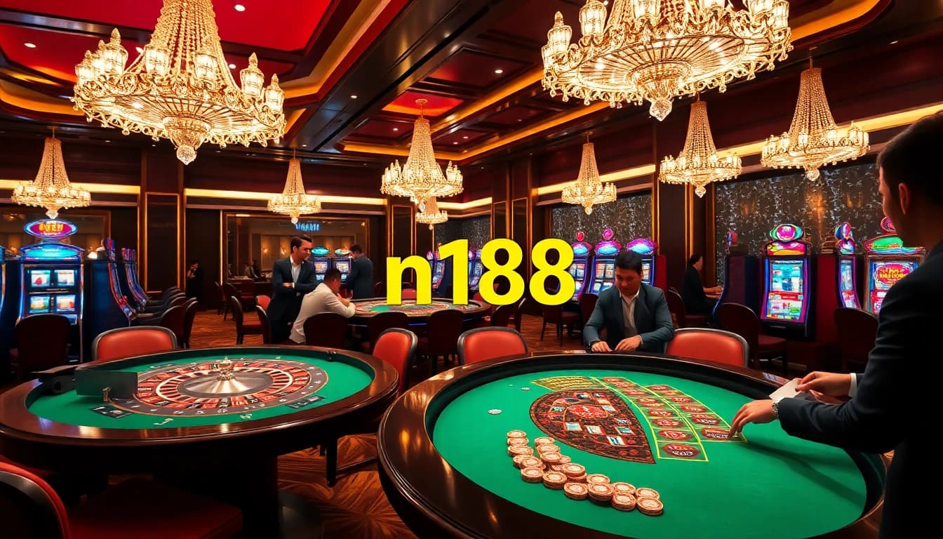 Join the thrilling games at n188, showcasing a sophisticated casino experience with poker and roulette.