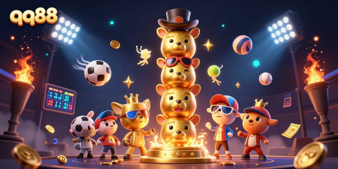 Experience the excitement of qq88 betting with vibrant 3D casino elements and dynamic sports action.