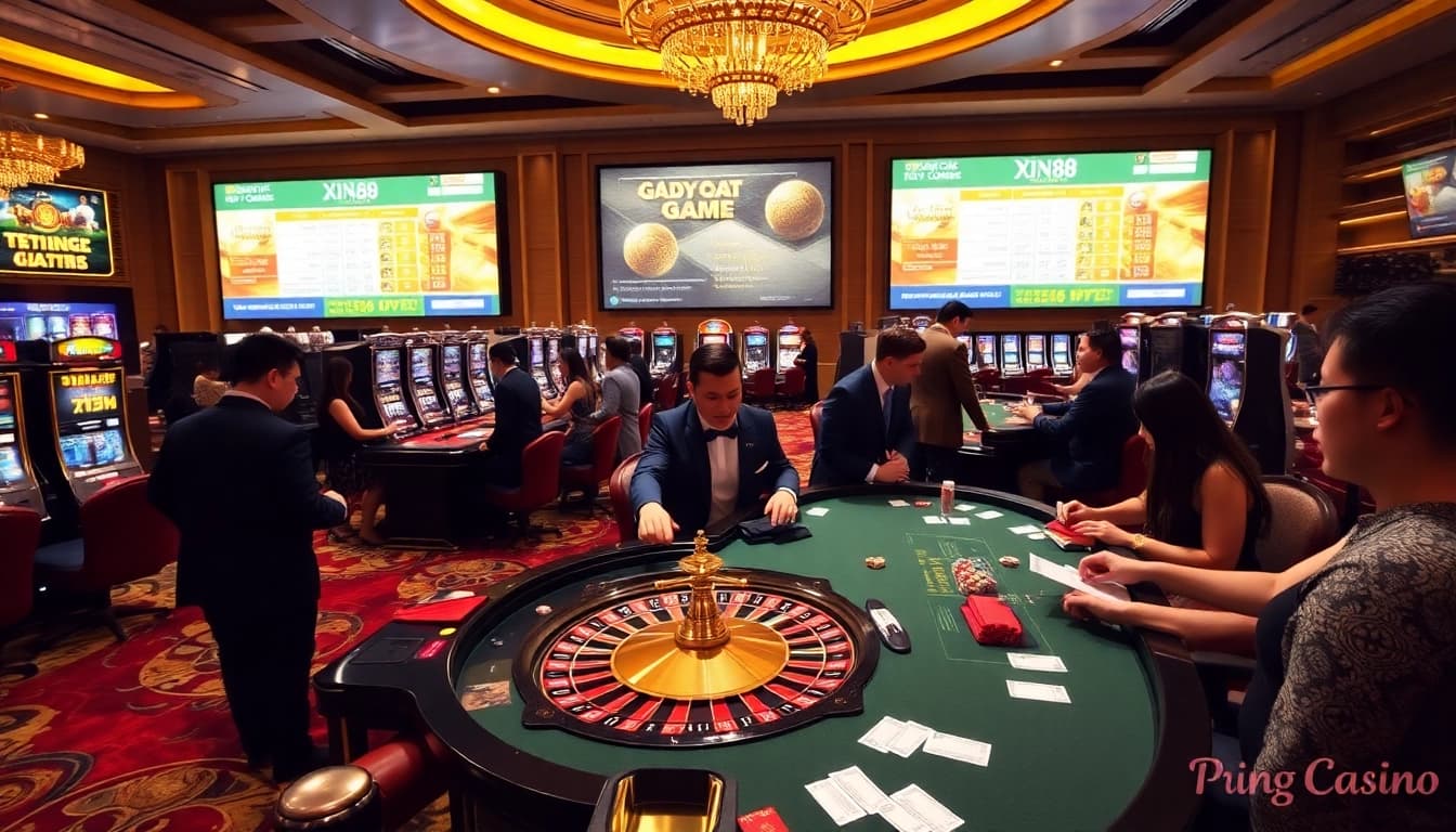 Experience the excitement at Trang Chủ XIN88 with vibrant casino visuals and thrilling games.