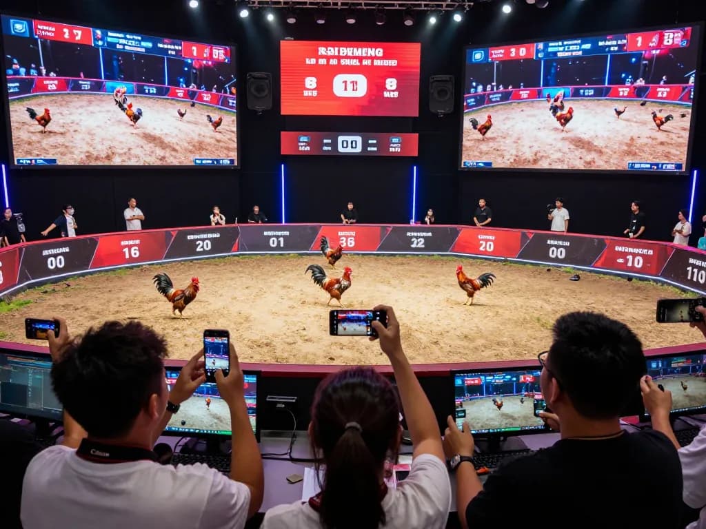 Engaging scene of online cockfighting with vibrant fans and intense matches showcasing đá gà 88.