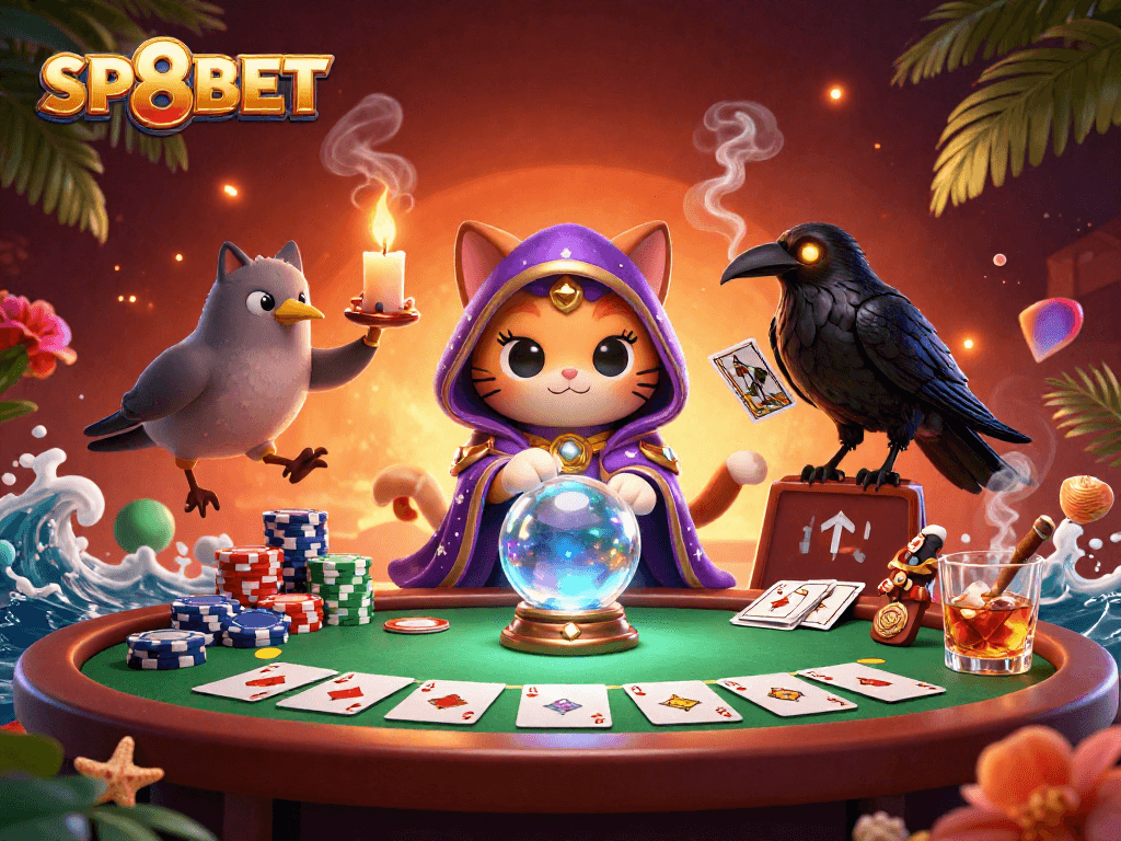 Engage in thrilling gameplay at SP8BET with dynamic poker scenes featuring vivid characters and rich elements.
