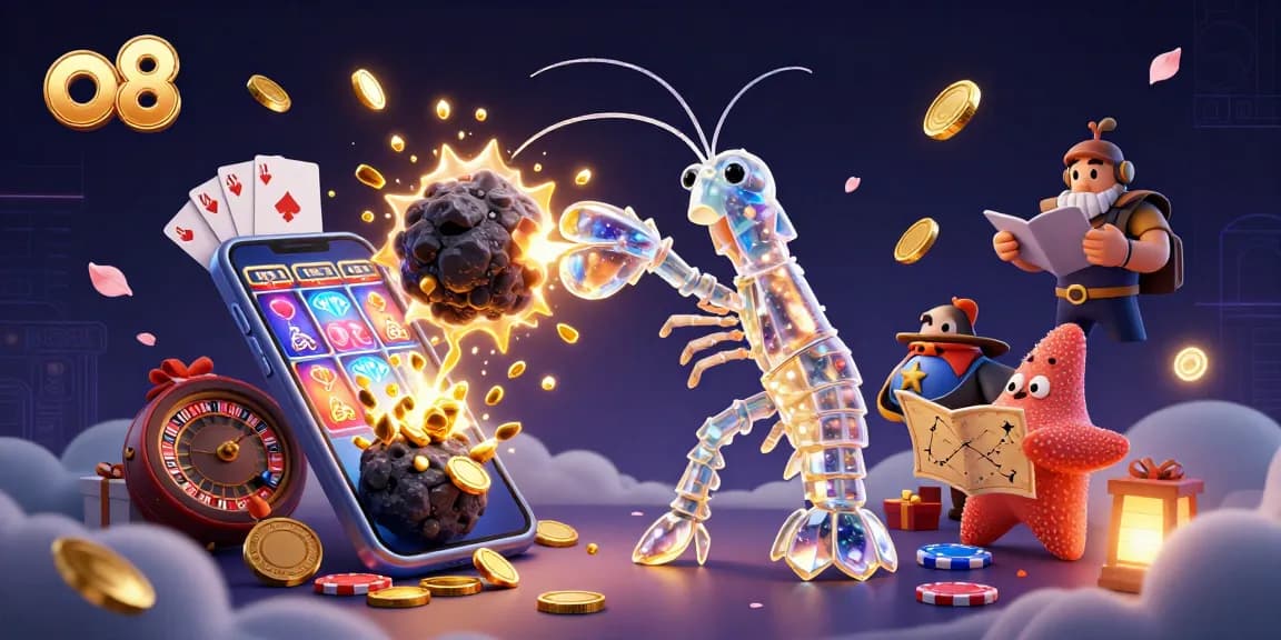 Experience the excitement of o8 casino with vibrant slot games, golden coins, and dynamic characters in 3D.