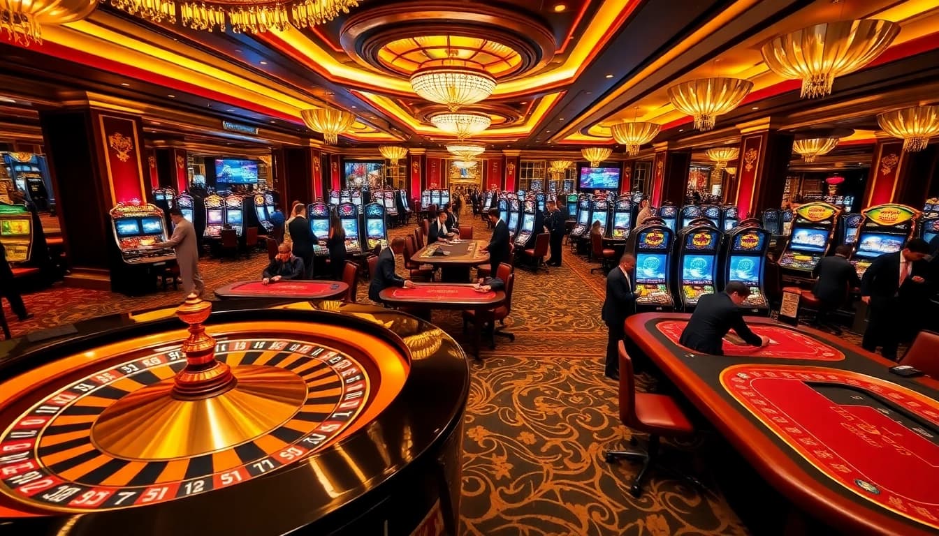 Experience thrilling gameplay at https://gg888.info/ with a luxurious casino atmosphere featuring roulette and poker games.