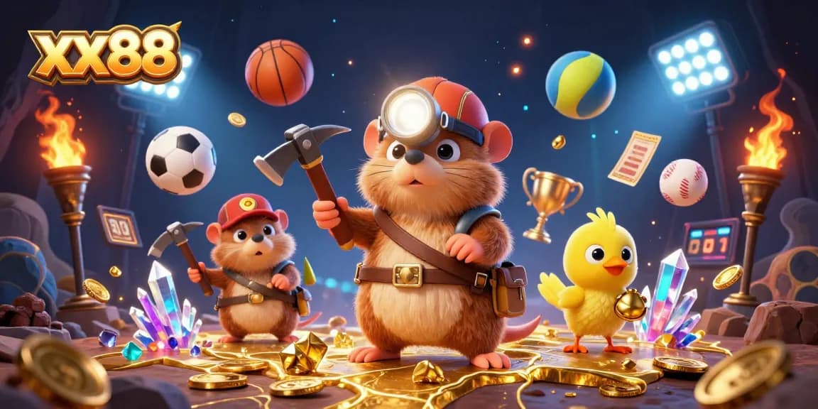 xx88 treasure hunter mole mines for gems in a dynamic online gambling adventure.