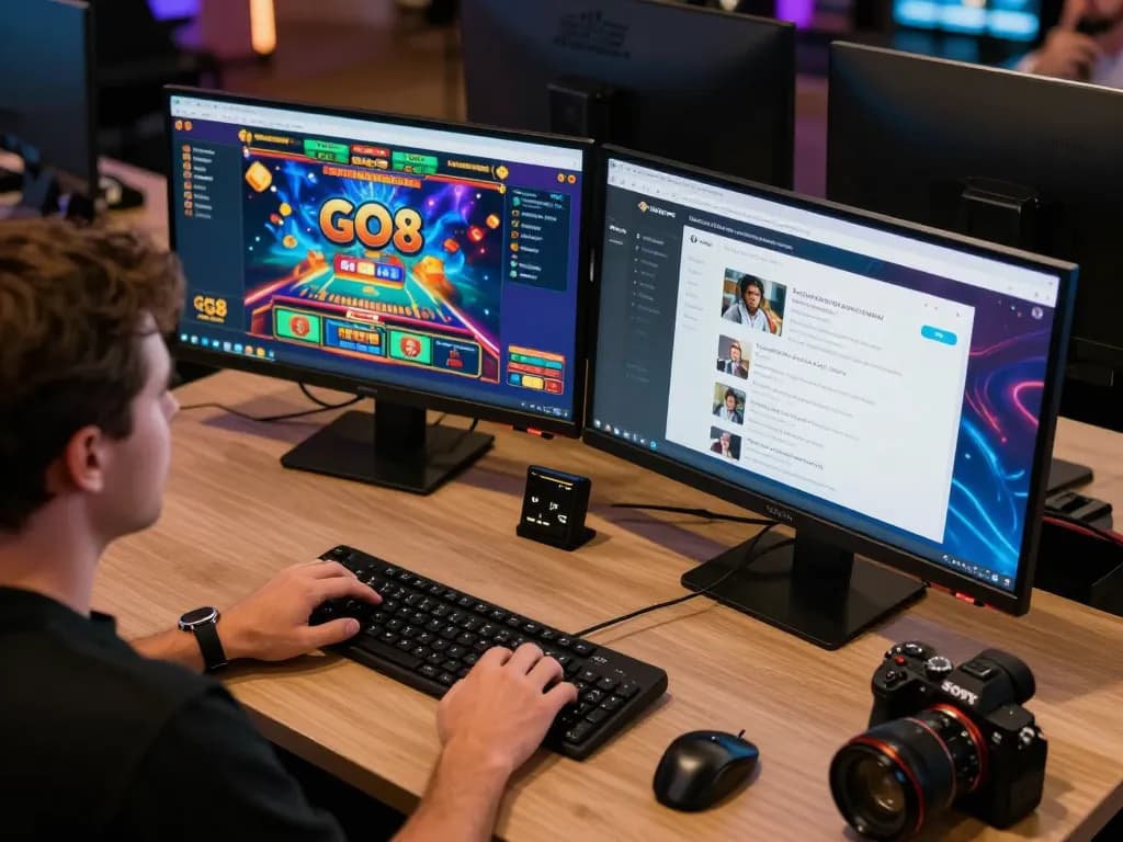 Player engaging in dynamic gameplay on GO8 casino app with vibrant graphics and lively atmosphere