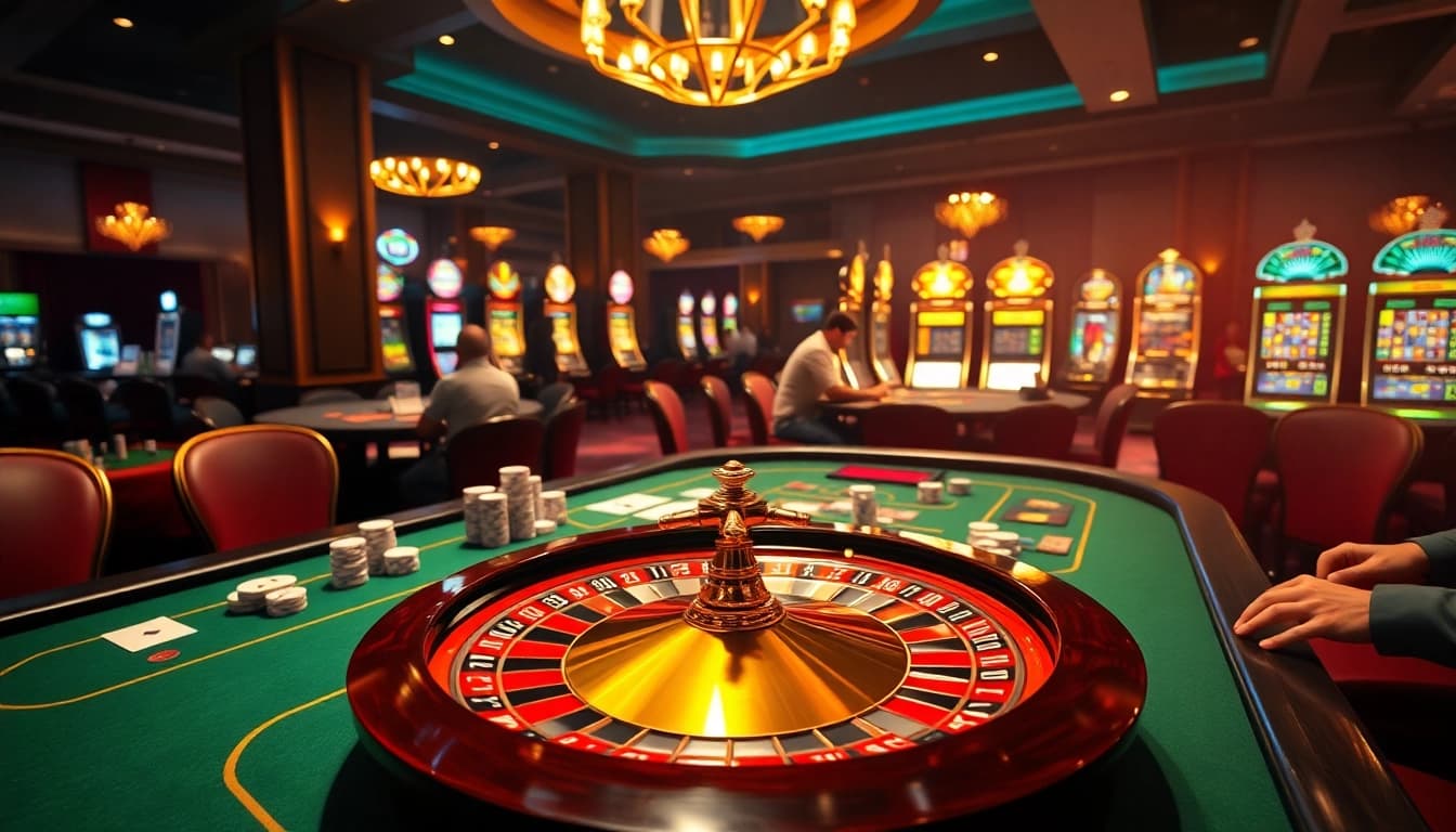 Experience the excitement of high-stakes gambling at https://kjc.football/ with luxurious casino tables and vibrant games.