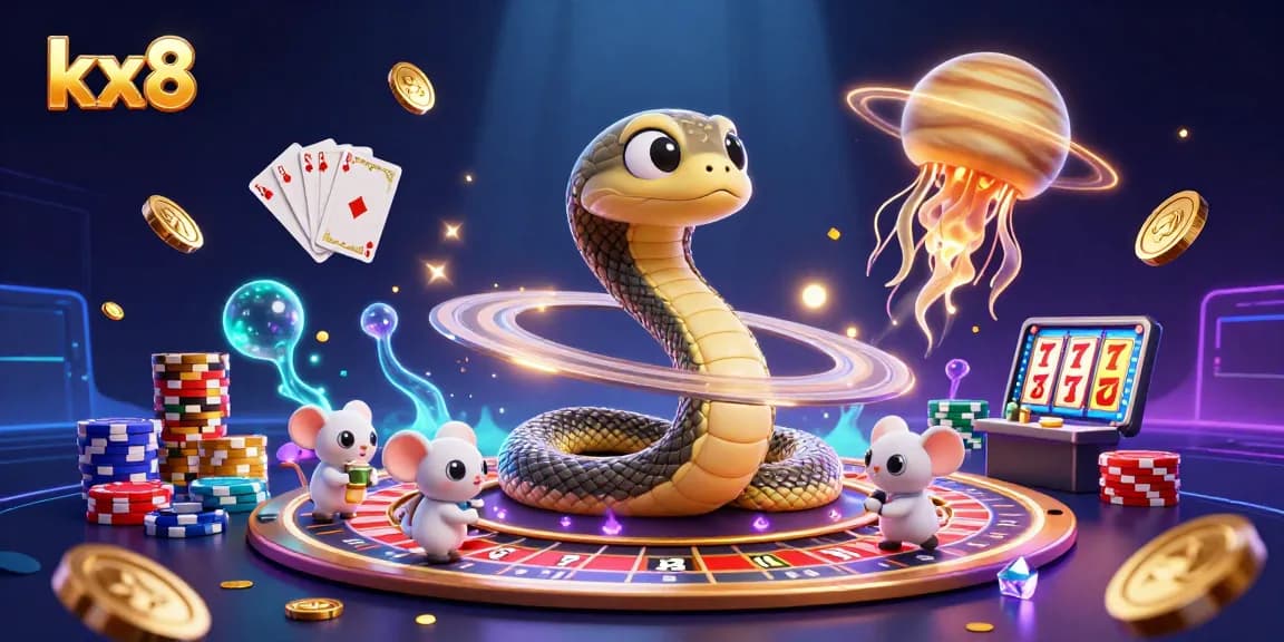 Kx8 players betting with astronaut mice on a cosmic roulette wheel featuring vibrant elements.
