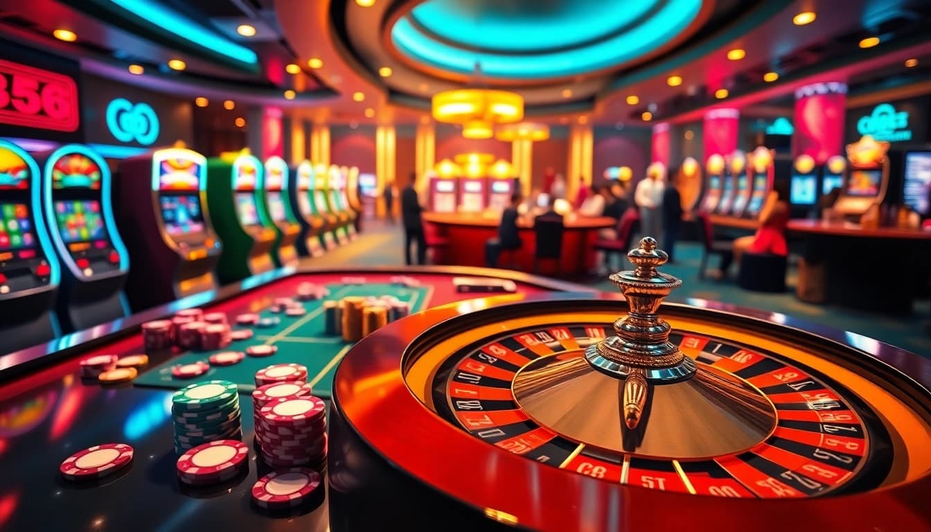 Experience the thrilling atmosphere of online gaming at link OK8386 with vibrant casino visuals and engaging gameplay.