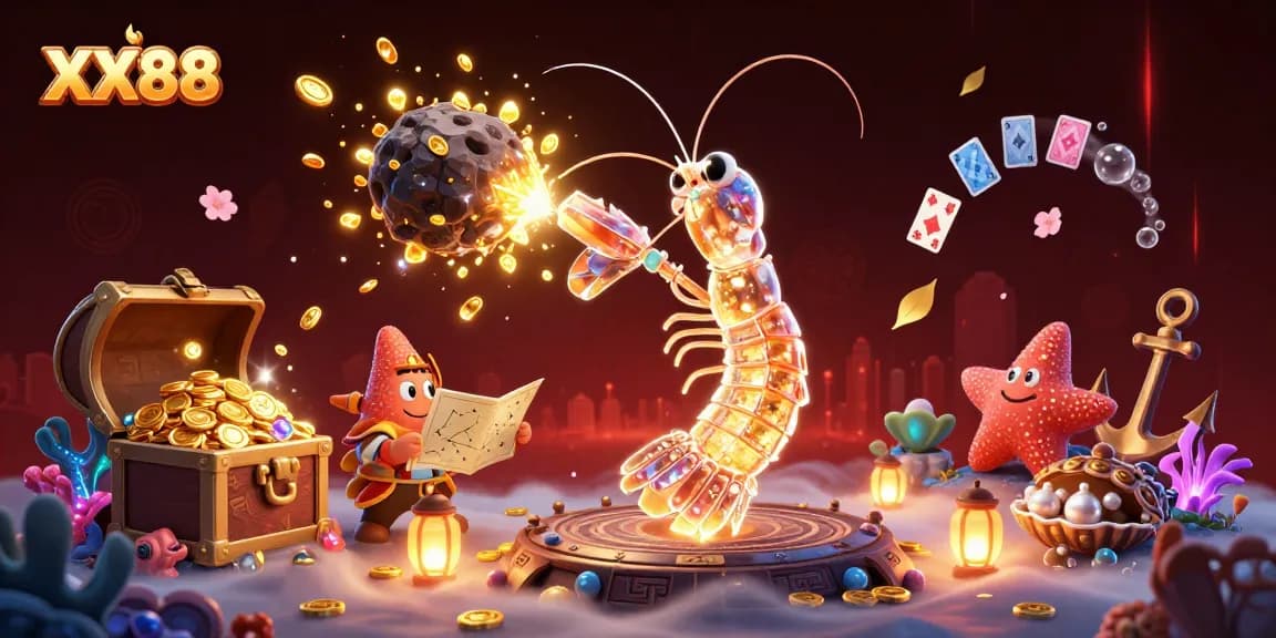 Engage in winning at XX88 with vibrant underwater treasure and colorful casino elements.