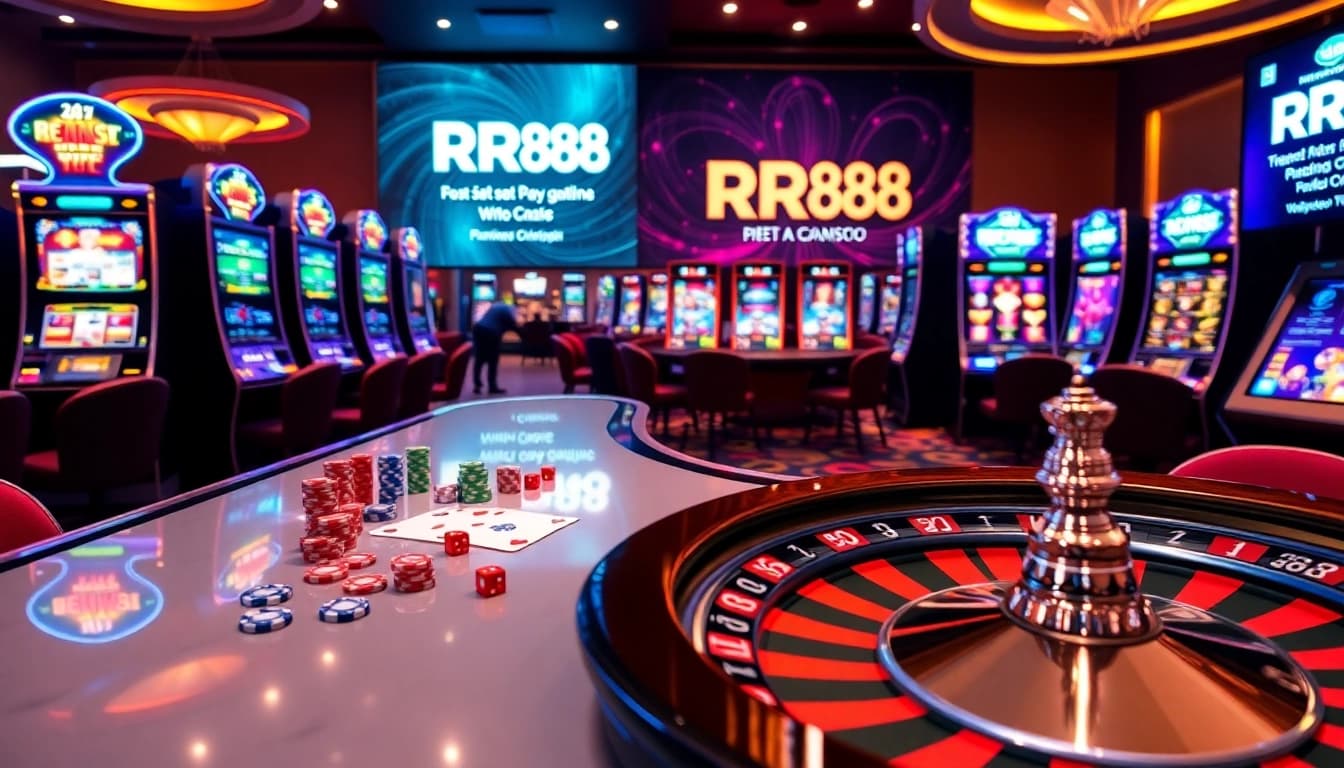Experience the thrill of casino gaming with link RR88 as poker chips stack up on vibrant tables.