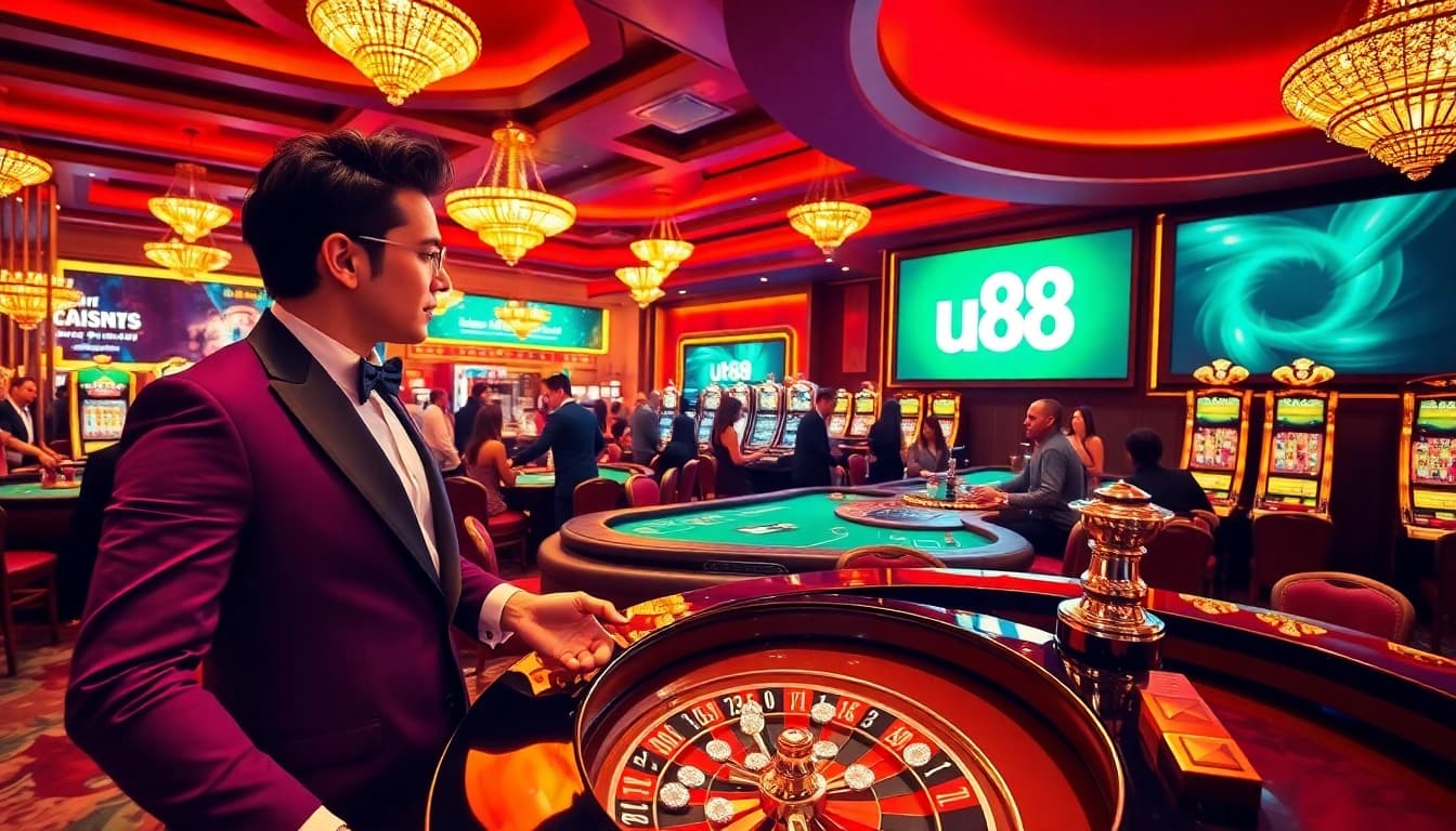 Players engaging in high-stakes gaming at u88 casino tables filled with excitement.