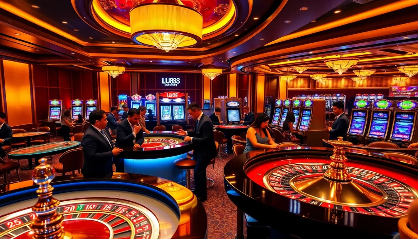 LU88 casino players placing bets at a luxurious gaming table.