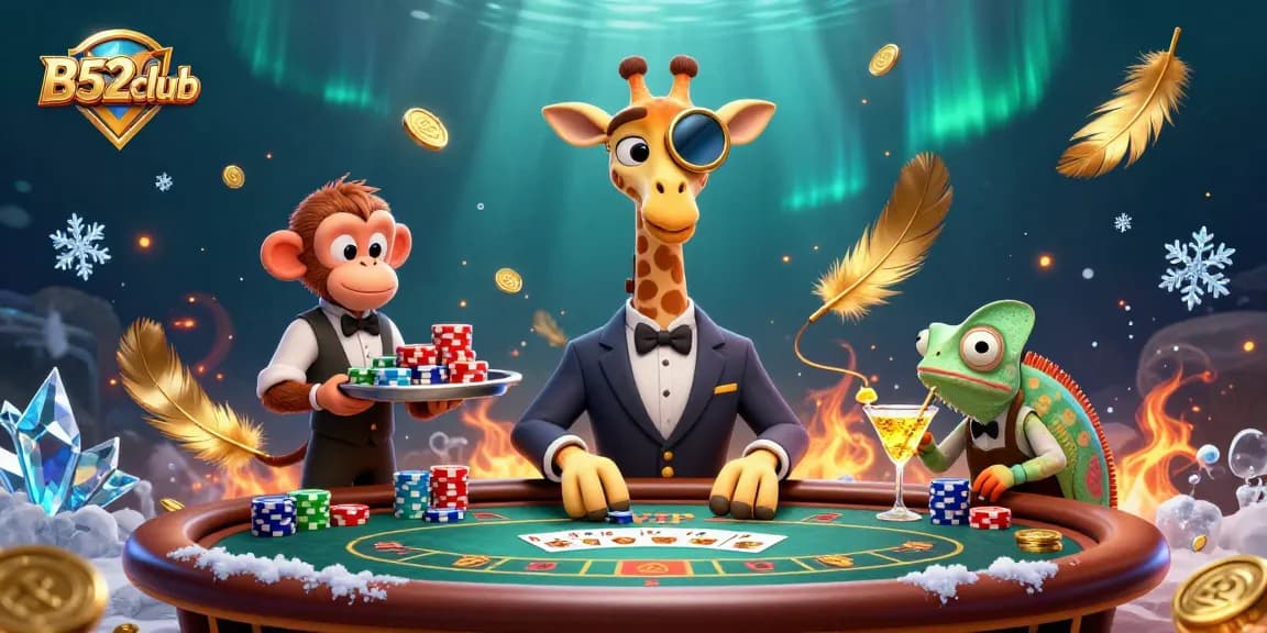 B52club brings the thrill of high-stakes poker with vibrant characters and dazzling casino elements.