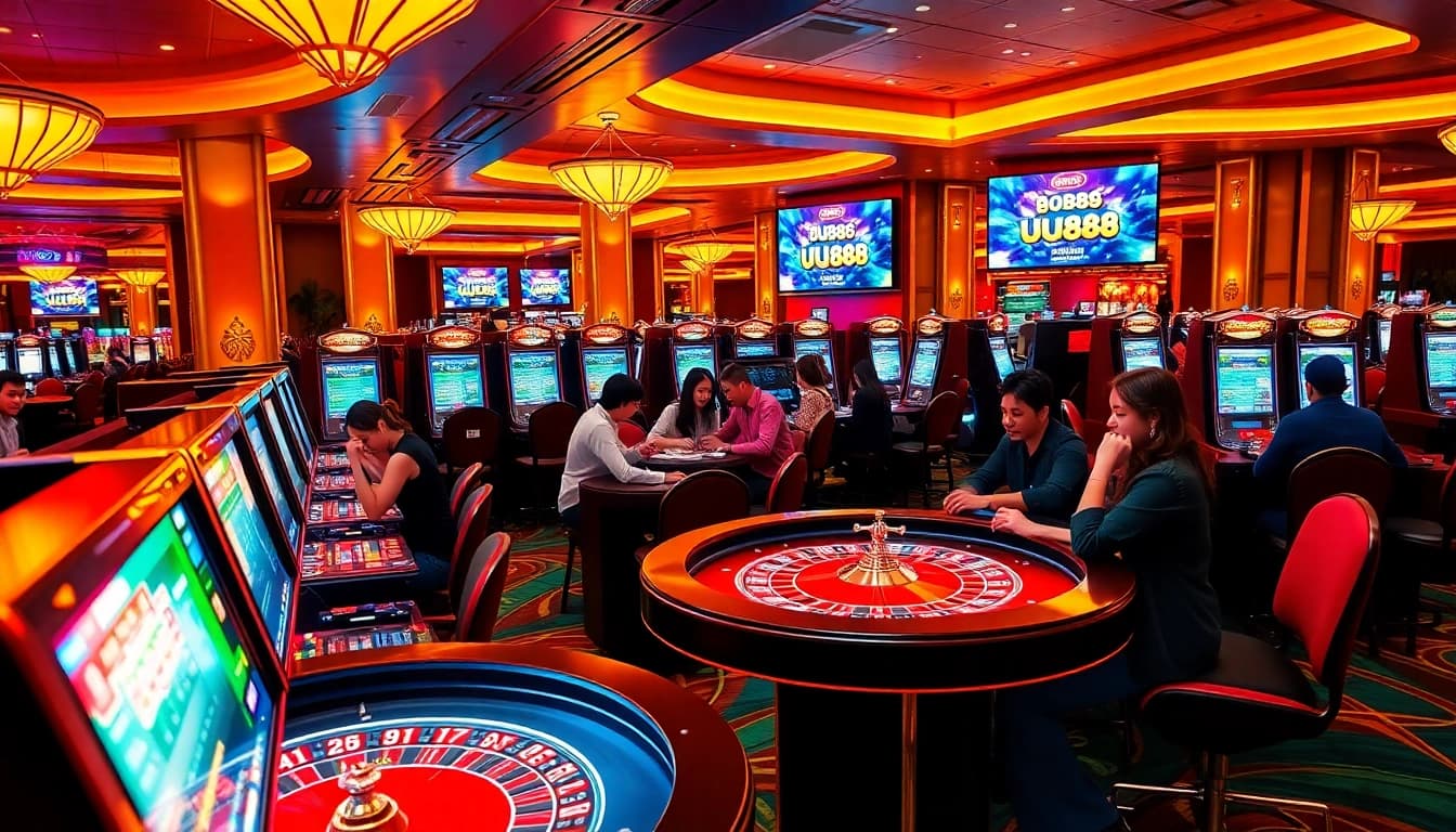 UU88 gaming experience with lively casino tables and exciting slot machines.