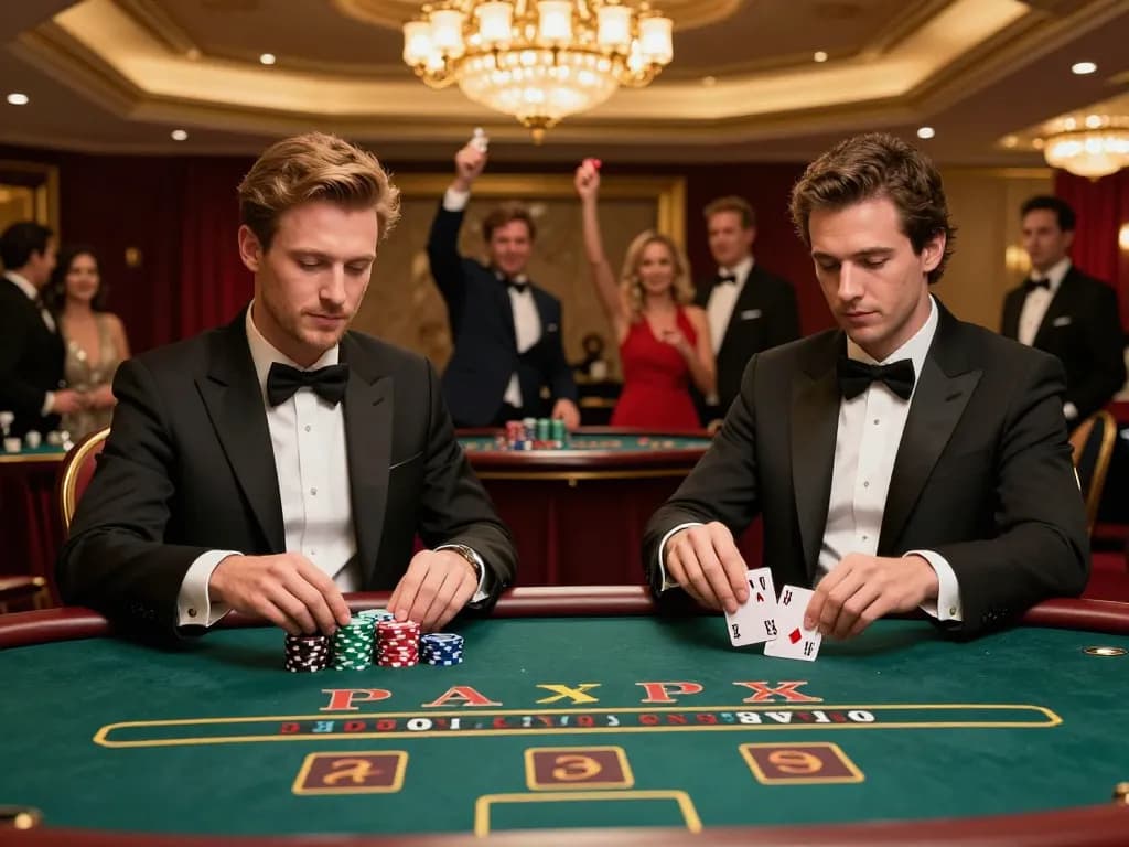qq88 players enjoying a thrilling blackjack game, showcasing winning hands and vibrant casino ambiance.